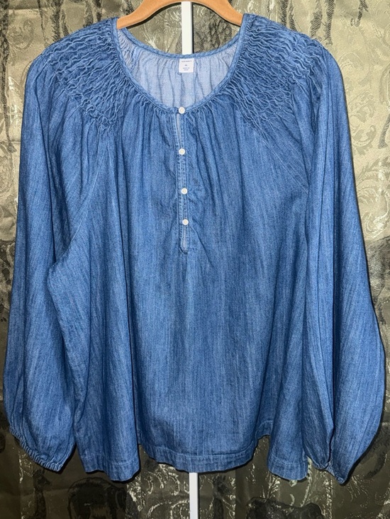 Old Navy Tops - Old Navy Blue Long-Sleeve Peasant Blouse